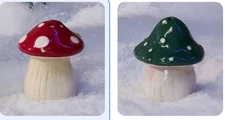 Red & Green Mushrooms MINI Salt And Pepper Shakers Set NEW
