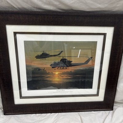 Signed Numbered William Phillips  Heading For Trouble  Aviation Art 1985 