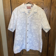RJC Hawaii Mens Size 2XL Aloha Hawaiian Shirt White Floral Button Up Made in USA