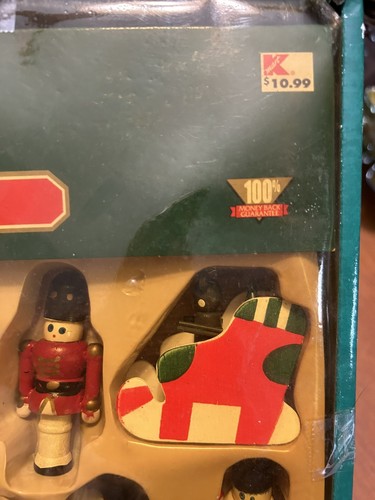 Vintage Kmart Christmas Trim A Tree 49 Piece Wooden Ornaments Original Box READ - Picture 4 of 8