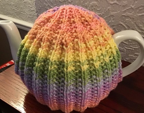 Hand knitted tea cozy