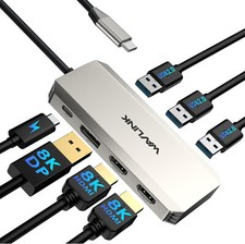 7-in-1 WAVLINK Triple 4K 60Hz Ultra HD Display Docking Station Hub with 100W PD