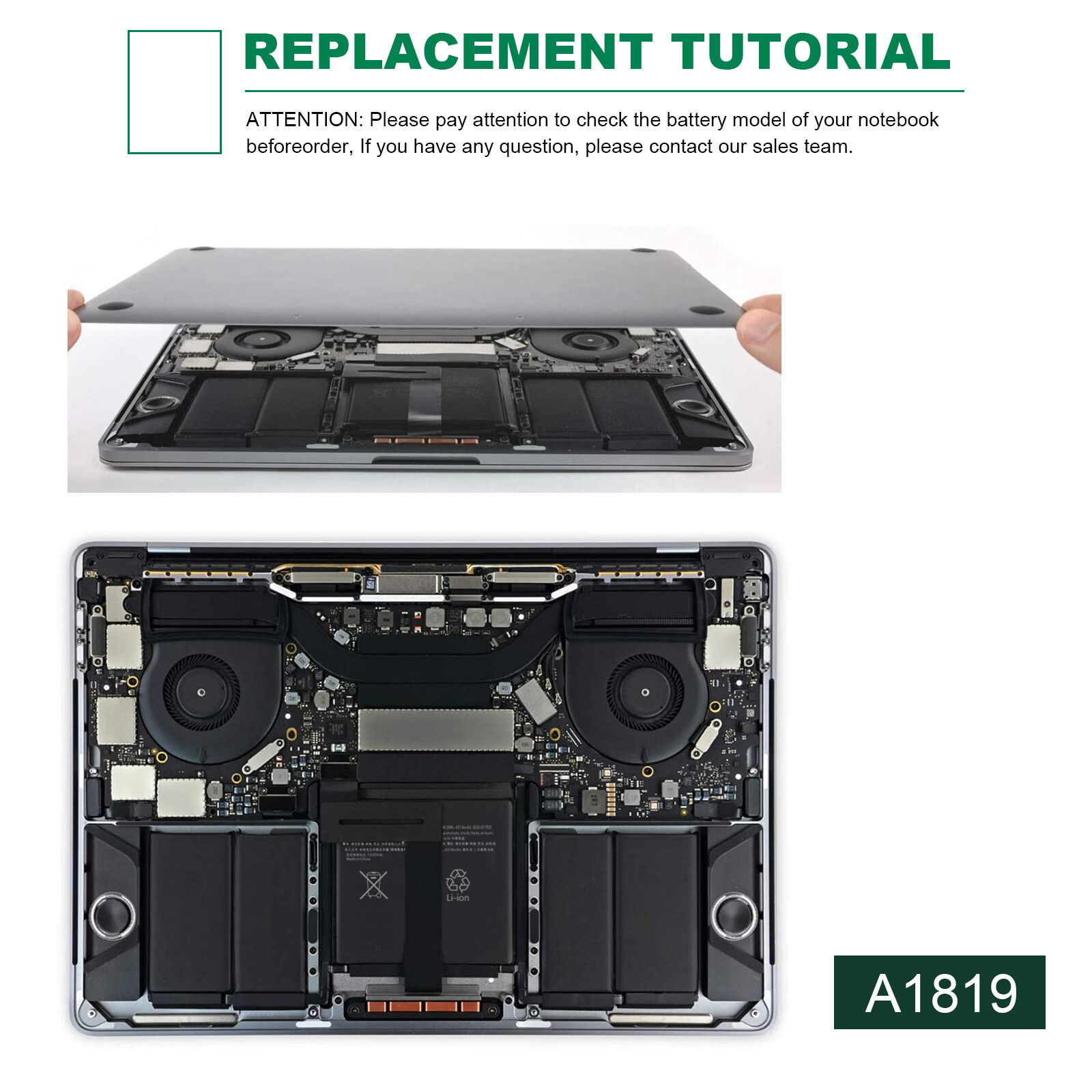 A1819 Battery For Appl MacBook pro 13" A1706 Late 2016 Mid 2017 MLH12LL ...