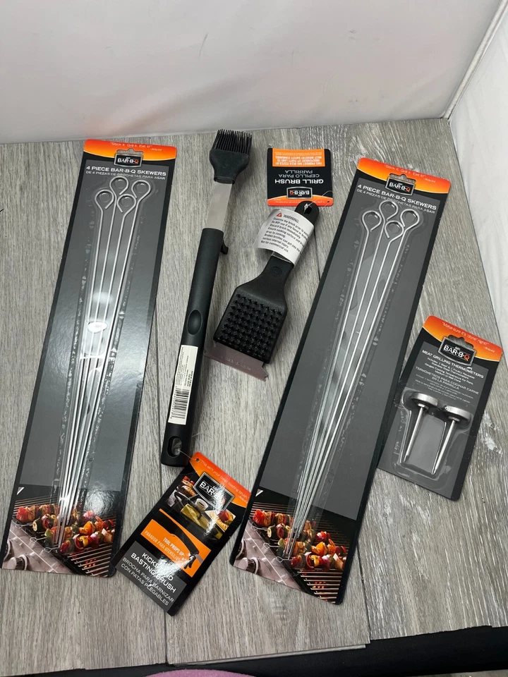 批量 5 件 烤架 配件:2 件装 Skewers、烘焙刷、烧烤刷、温度计 — 第 2/4 张图片