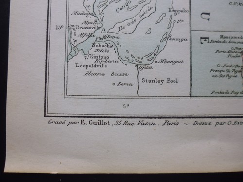 carte géographique 19° Atlas par: L.Grégoire: bassin du Congo - Picture 2 of 4
