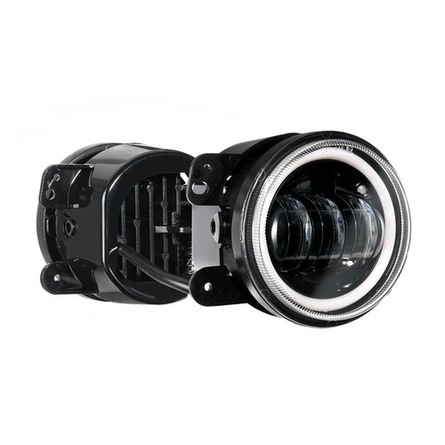 Pair 4" LED Fog Lights Angel Eyes Front Bumper Lamp for Jeep Wrangler JK - Picture 9 of 12
