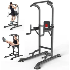 Home Gym Power Tower Station Workout Equipment Pull Up Bar Adjustable Height New