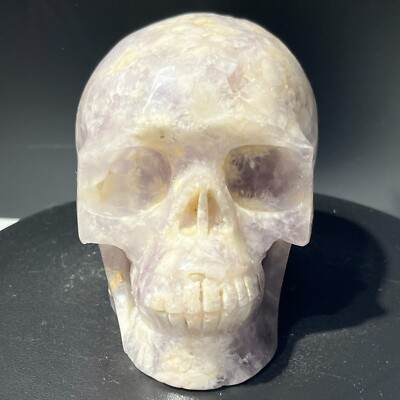 3.7LB Natural Pink Amethyst Flower Agate & Druzy Crystal Skull Reiki Healing