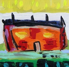 Original MILL  Landscape  Naive Folk Outsider  Mary Carol MCW Primitive Folk