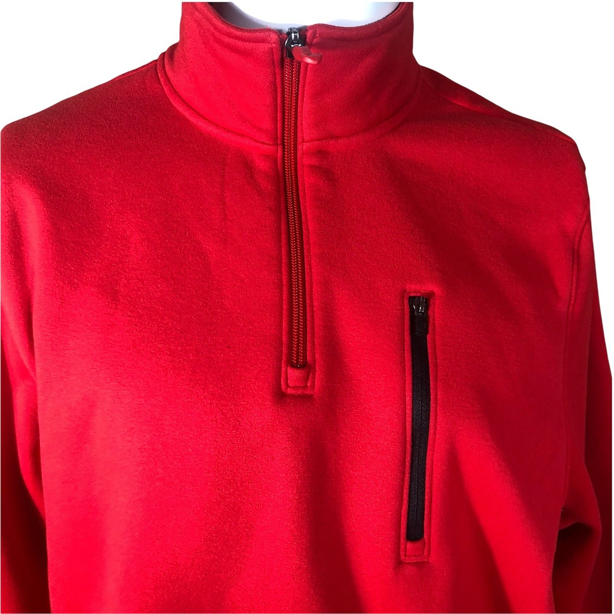 Under Armour Loose Men's Large 1/4 Zip Solid Red Long Sleeve