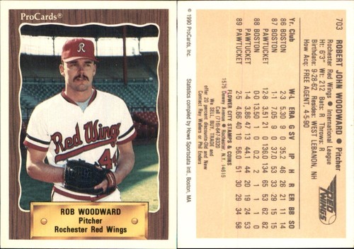 Rob Woodward 1990 ProCards #703 Rochester Red Wings *AutographDen*