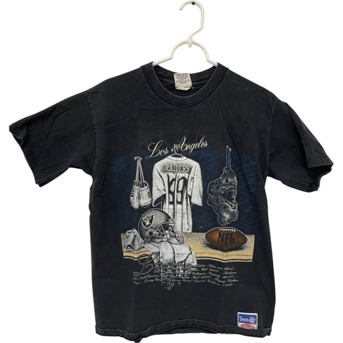 NFL X Nutmeg Mills T-Shirt Mens Size L Black Cotton Los Angeles Raiders Vintage - Picture 3 of 11