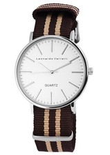 Armbanduhr Herren Leonardo Verrelli analog quarz Textil braun