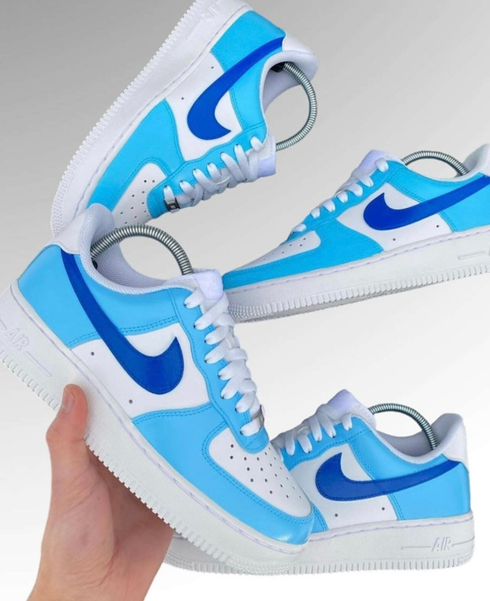 Air Force Custom Shoes, Icy Electric Sky Royal Blue, Retro
