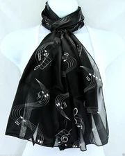 Swirling Score Women's Scarf Novelty Rectangle Musician Gift Music Black Scarves