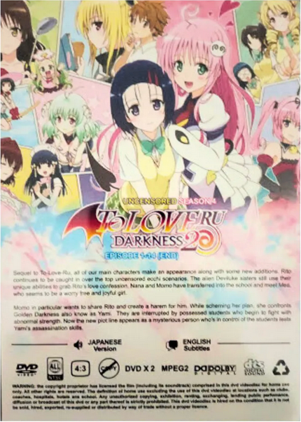 DVD To Love Ru Uncensored (Season 1 - 4). Japanese Version. English  Subtitles