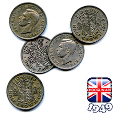 Set of (x5) BRITISH 1949 GEORGE VI HALF CROWN coins, 77 Years Old!