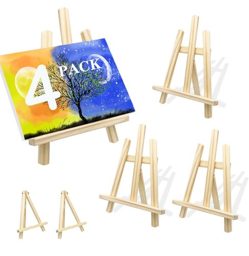Wood Painting Easels 4 Pack 11 Inch Tabeltop Canvases Art and Crafts Painting