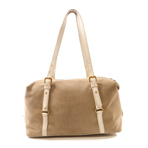Borsa tote PRADA GHW tela BL0600 marrone bianco - Foto 2 di 14