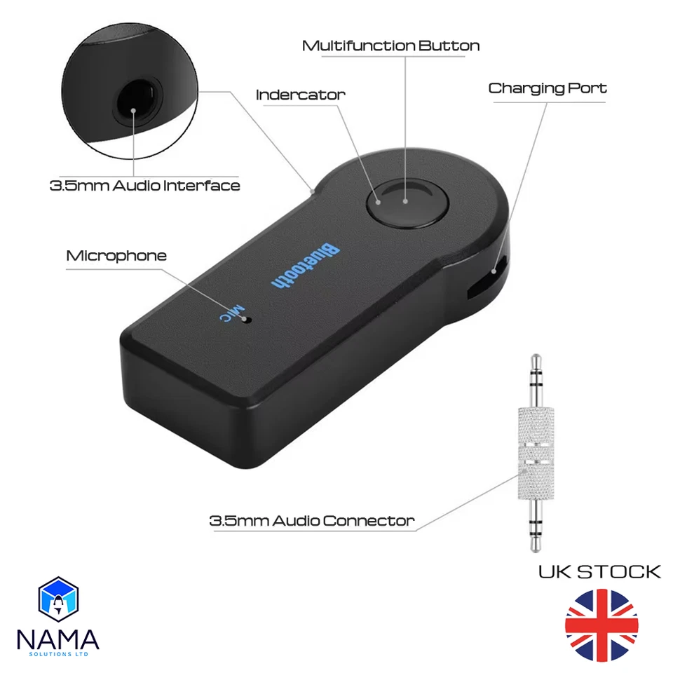 AUX Bluetooth Receiver Wireless Car Transmitter Adapter 3.5MM Audio Stereo Music - Image 4 of 4