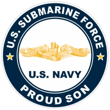 US Submarine Force Proud Son Gold Dolphin Bumper Sticker Military Vinyl Decal 5"