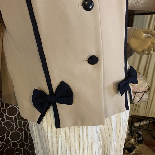 VINTAGE CIRCA 1980'S GOOD TIMES TAUPE AND NAVY BLUE BOW ACCENT BLAZER SIZE 18 - Picture 7 of 11