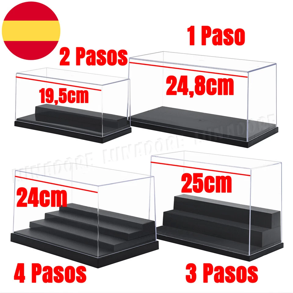ODORIA Vitrina Escalon Caja Acrílico Transparente Expositor Mini Figuras Colección