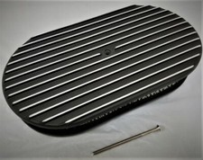 15 Black Aluminum Nostalgia Full Finned Oval Air Cleaner Street Rod Filter