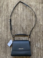 Michael Khors Sofia Satchel Purse Black Leather Adjustable Straps New 