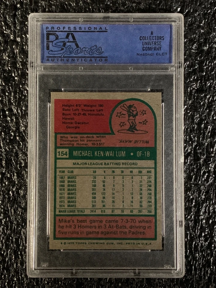 1975 Topps Mini #154 Mike Lum PSA 9 - Image 2 of 2