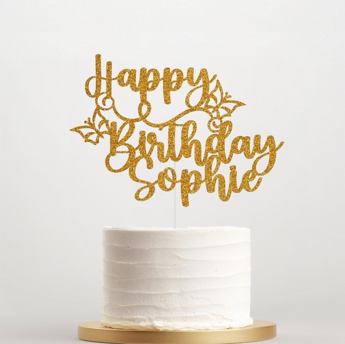 Personalised Birthday Cake Topper Any Name Age Butterfly Cake Decorations UK - Picture 8 of 21