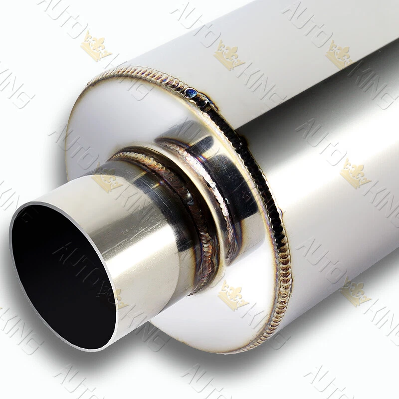 4" Slant Tip 2.5" Inlet T-304 Stainless Exhaust Resonator Muffler Universal 1 - Image 4 of 4