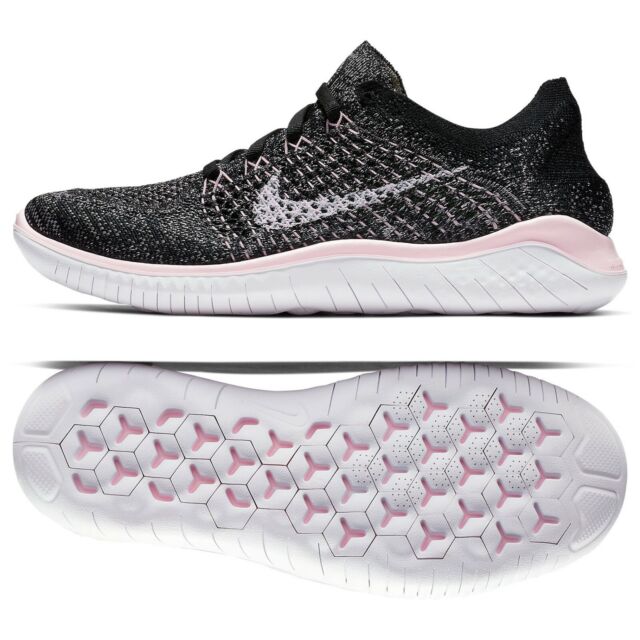 nike free rn flyknit 2018 women's black and white