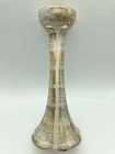 Vintage 9.5” Royal Haeger Candlestick 22K Gold Tweed on White Glaze Ceramic MCM