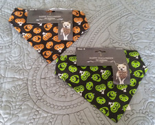 Halloween Dog Bandanas, Triangle Bibs Scarf for Small Dogs Set of Two.
