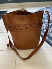 Vintage Rare Unisa Leather Weaved Bucket Bag - Uraguay