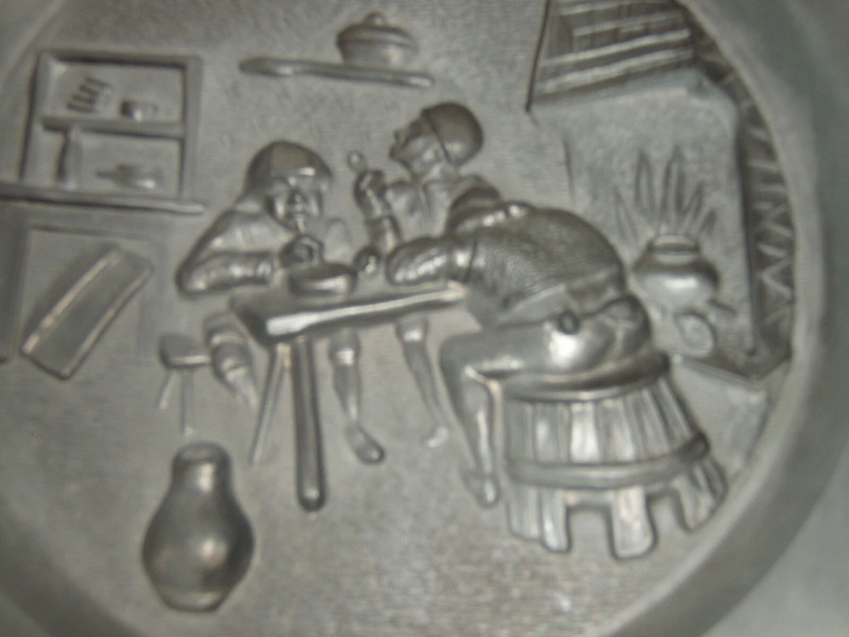Zinnteller Stempel Engel Engelszinn 22 cm geschwungener Rand Gilde Zinn Teller