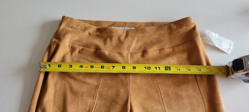 Lena Gabrielle Pants Caramel Brown Faux Suede Straight Leg Sz 2 - Picture 9 of 14