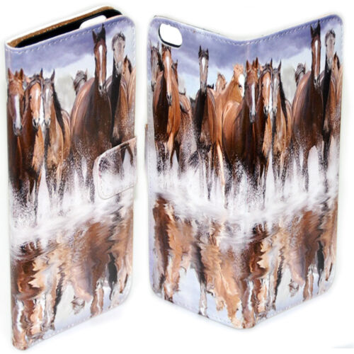 For Apple iPhone Series - Horse Print Flip Wallet Leather Phone Case Cover #1 - Picture 12 of 13