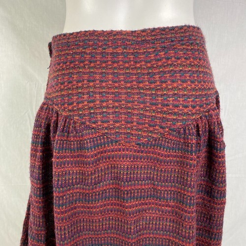 80s 90s Reggie Morton For Kolo acrylic knit striped burgundy tone midi skirt 28" - Picture 9 of 12