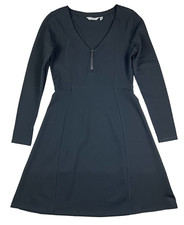 Athleta Women's Black Ponte Knit V-Neck Active Long Sleeve A-Line Dress  Size S