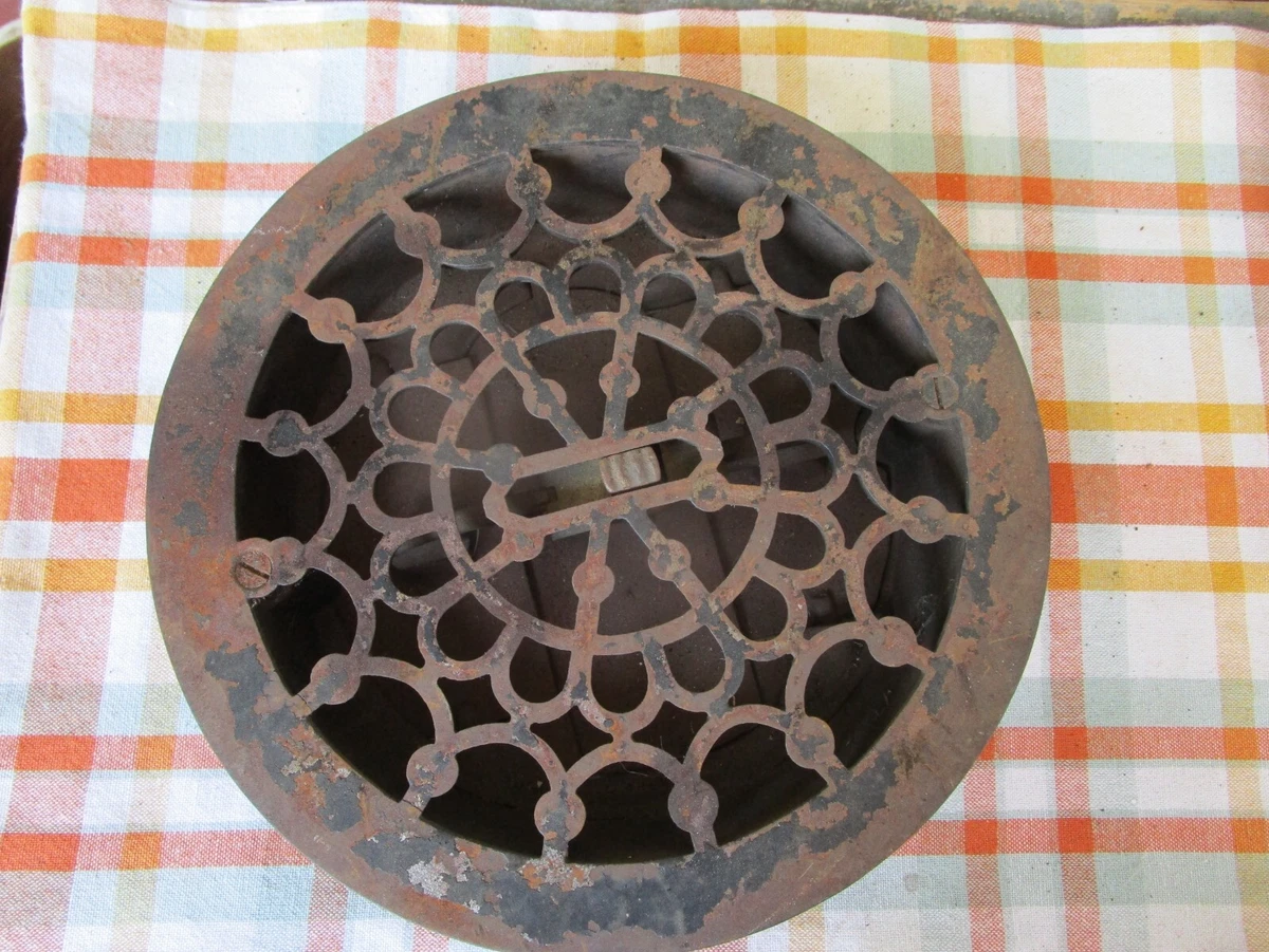 ANTIQUE CAST IRON VICTORIAN ROUND HEAT GRATE VENT FLOOR REGISTER VINTAGE #3  | eBay