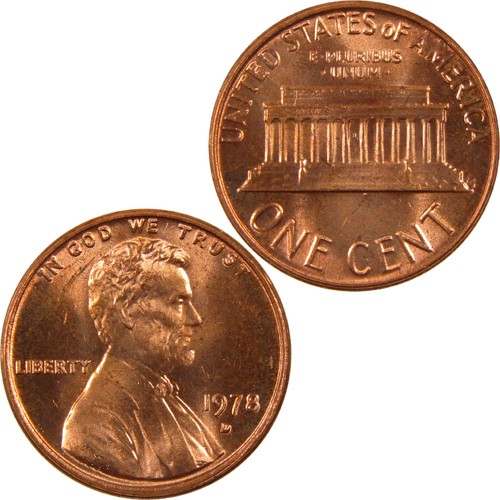 Moneda de 1 centavo sin circular Lincoln Memorial Cent 1978 D BU - Imagen 4 de 4