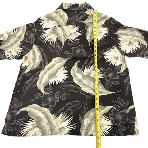 Caribbean Shirt Mens L Silk Cotton Blend Short Sleeve Hawaiian Island Button - Picture 6 of 6