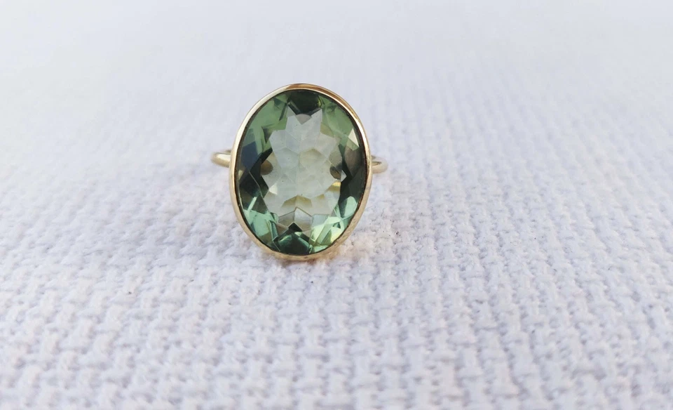 Green Tourmaline Quartz Ring 925Sterling Silver Fine Ring Boho Ring Gift For Her - Image 4 of 4