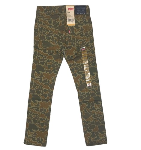 Levis Jeans Kids 12 Regular 26X26 Olive Cloud Camo Denim 510 Skinny Fit NWT - Picture 7 of 10