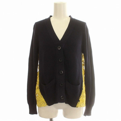 Sakai Sacai Cardigan Back Lace Knit Floral Pattern Navy Sakai Sacai Cardigan Back Lace Knit Floral Pattern Navy