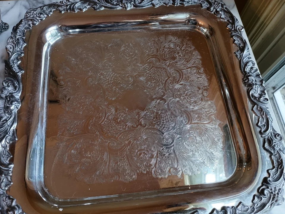 Ornate Baroque Or Rococo Silver Plate Tea Set Accessories For Decorative Use - Image 3 of 4