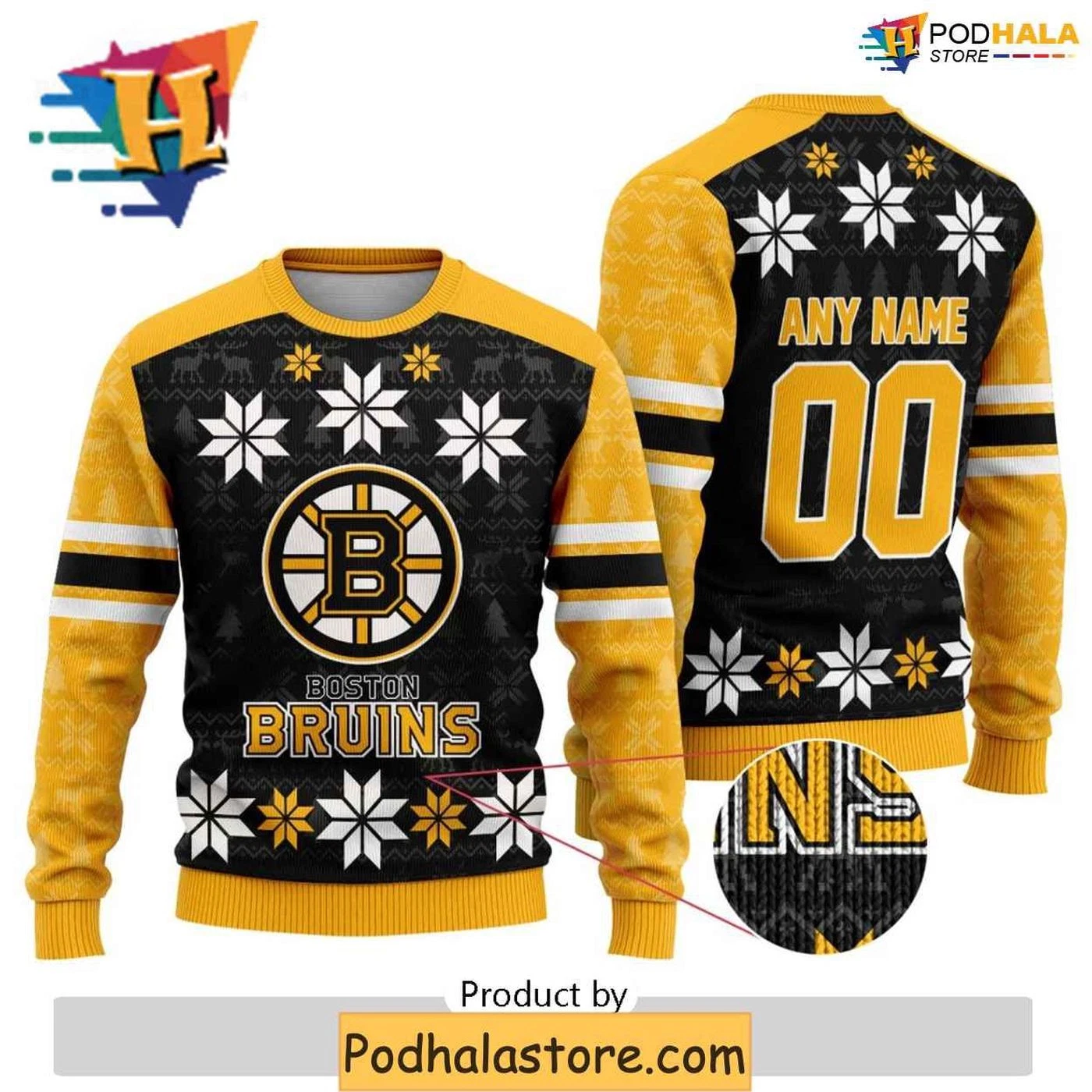 Personalized Boston Bruins Ugly Christmas Sweater, Ugly Xmas Gift For Families