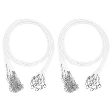 20 Pack 24" Waxed Necklace Cord, 1.5mm Bracelet Cord with Lobster Clasp White 